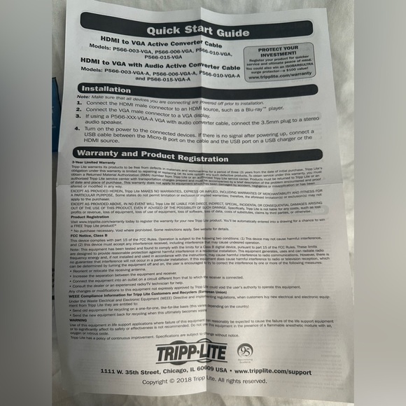 NEW Tripp-Lite P566-006-VGA Active Converter Cable - Picture 4 of 5